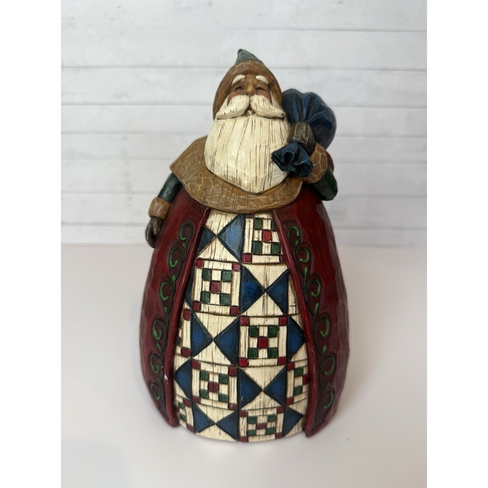 Jim Shore Heartwood Creek Santa With Bag Quilted 2002 Enesco Christmas Figurine